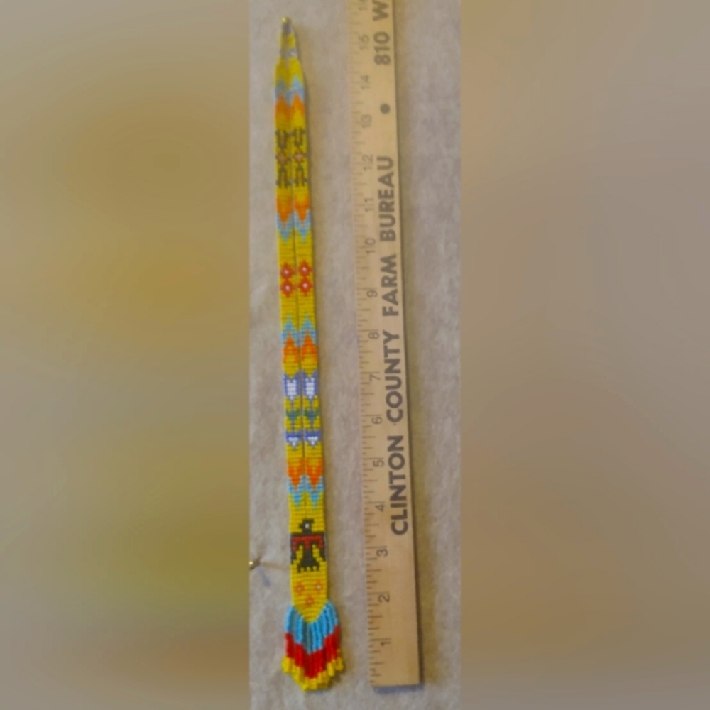Native American Vintage Woven Beaded Necklace. about 16 inches long